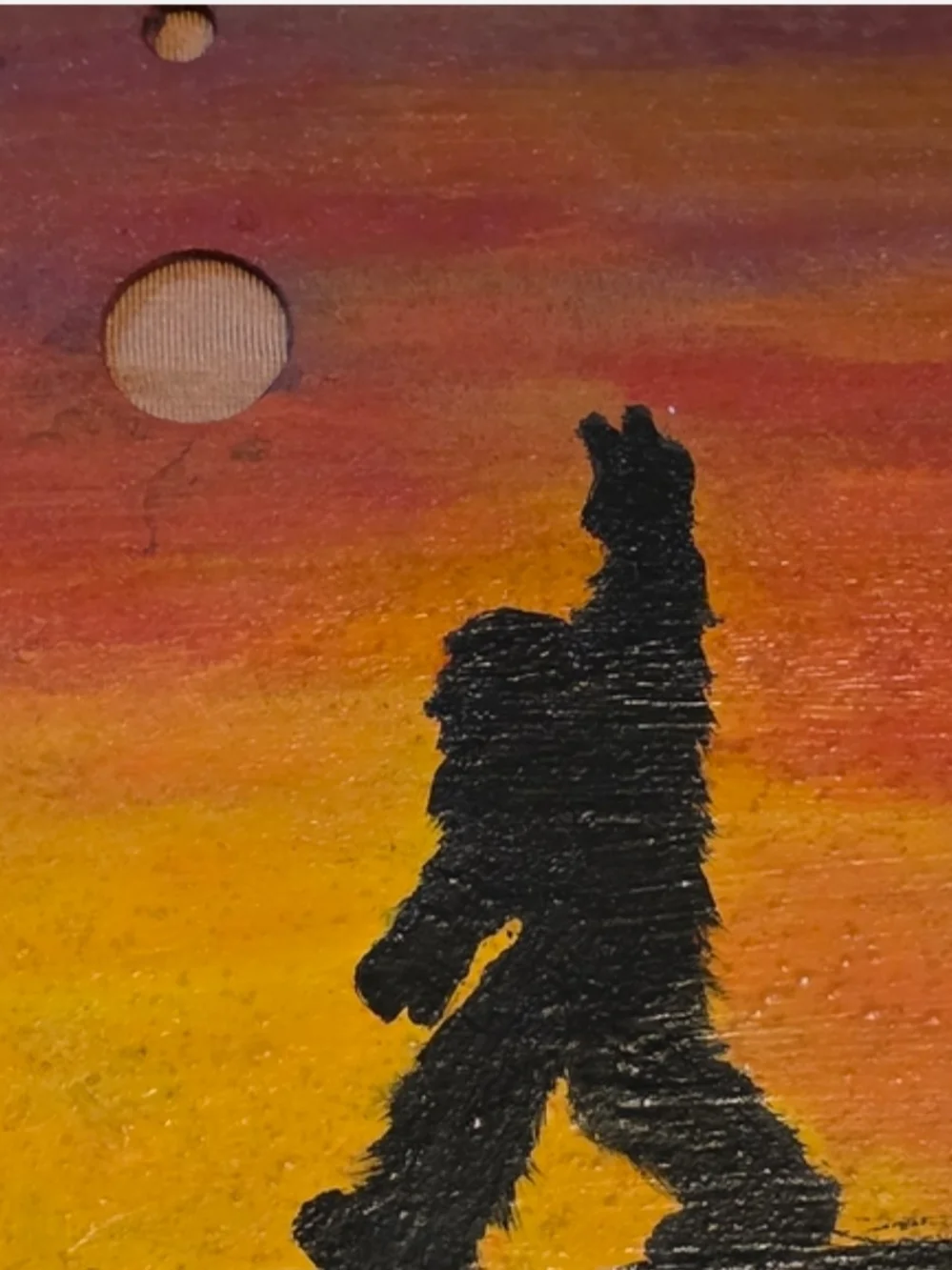 Custom Hand-Painted Saw Blade Double-Sided Bigfoot Silhouette Rustic Cabin Decor